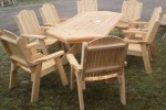 8' Stretch Hexagon table -$1500 Milo chairs $250 each ( available in Red Cedar as well)